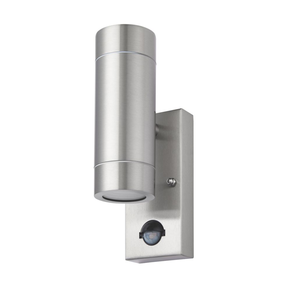 LAP Bronx Stainless Steel GU10 PIR Up & Down Wall Light Outdoor Wall Lights Screwfix.com